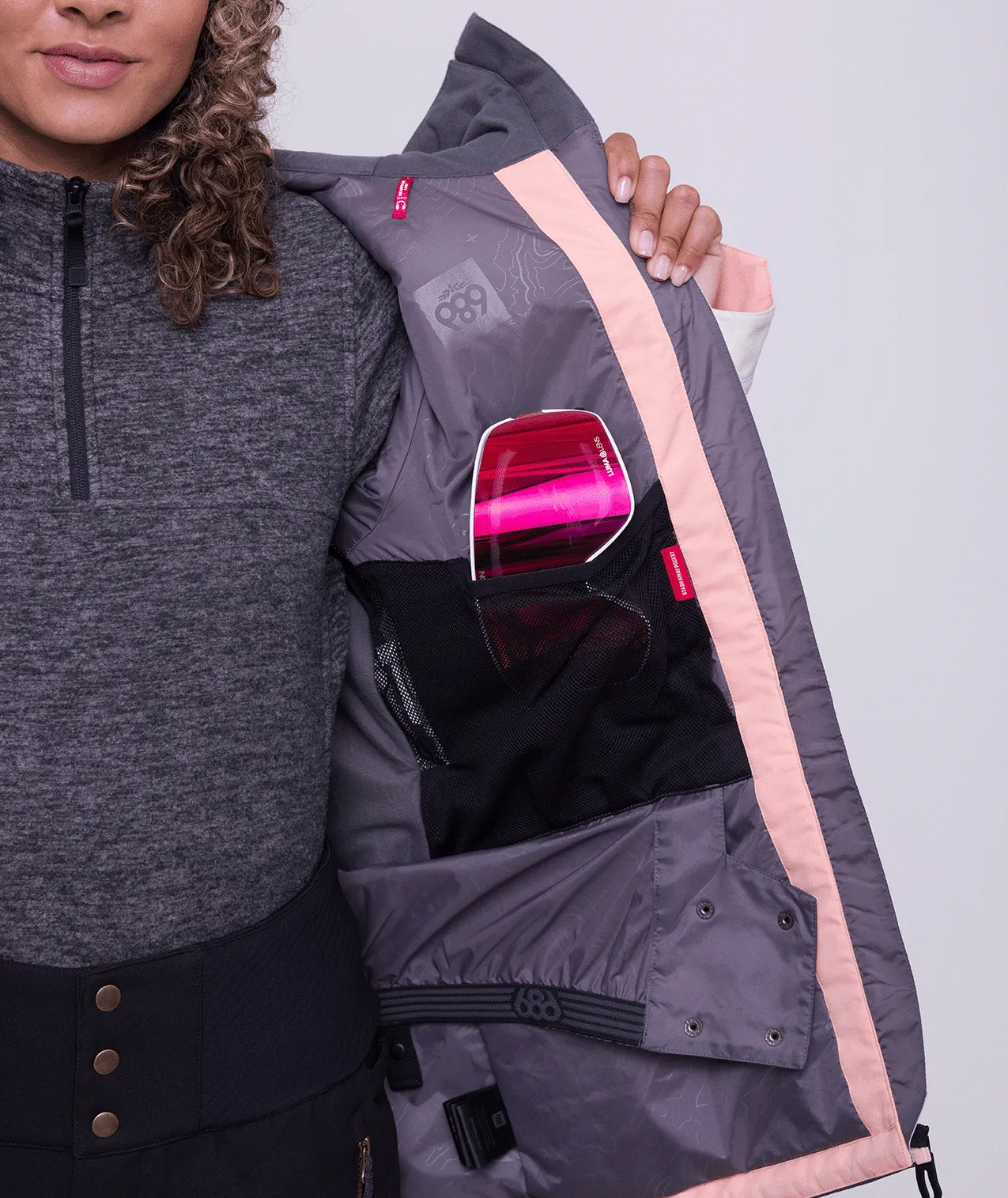 686 Women's Athena Insulated Snowboard Jacket Birch Geo Colorblock 2024