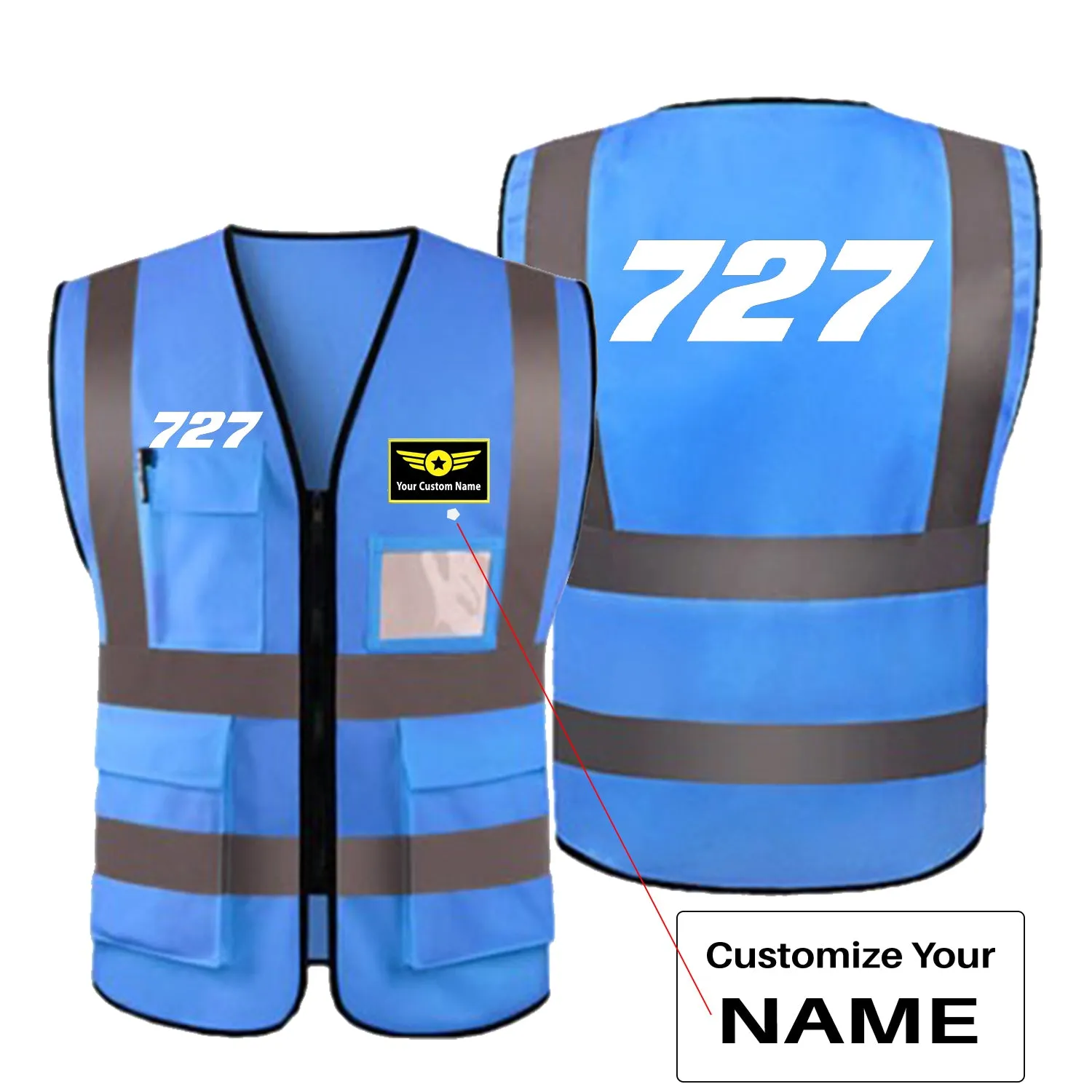 727 Flat Text Designed Reflective Vests