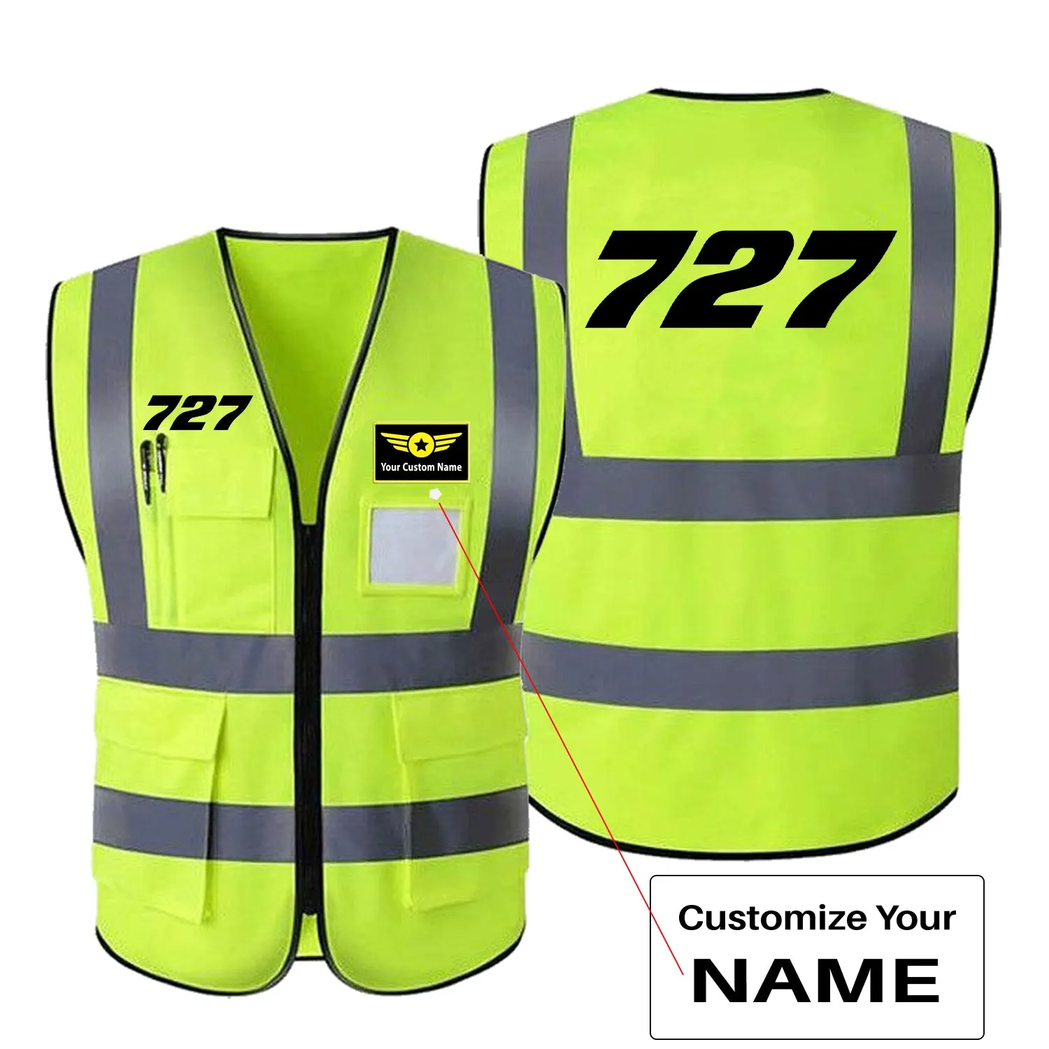 727 Flat Text Designed Reflective Vests