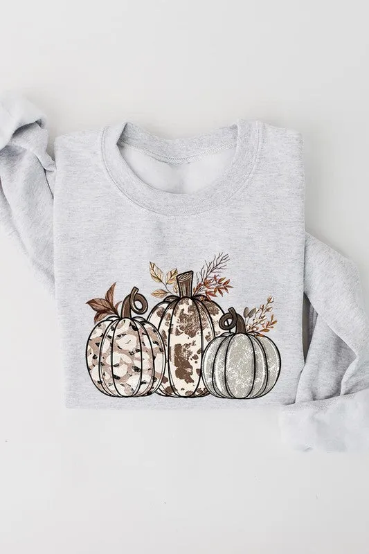 Animal Print Pumpkins Graphic Fleece Sweatshirts