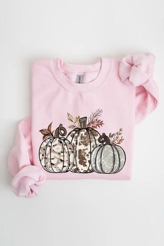 Animal Print Pumpkins Graphic Fleece Sweatshirts