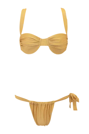 Anna Gold Ruched Low Rise Bikini