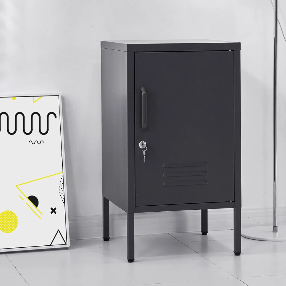 ArtissIn Metal Locker Storage Shelf Filing Cabinet Cupboard Bedside Table Black