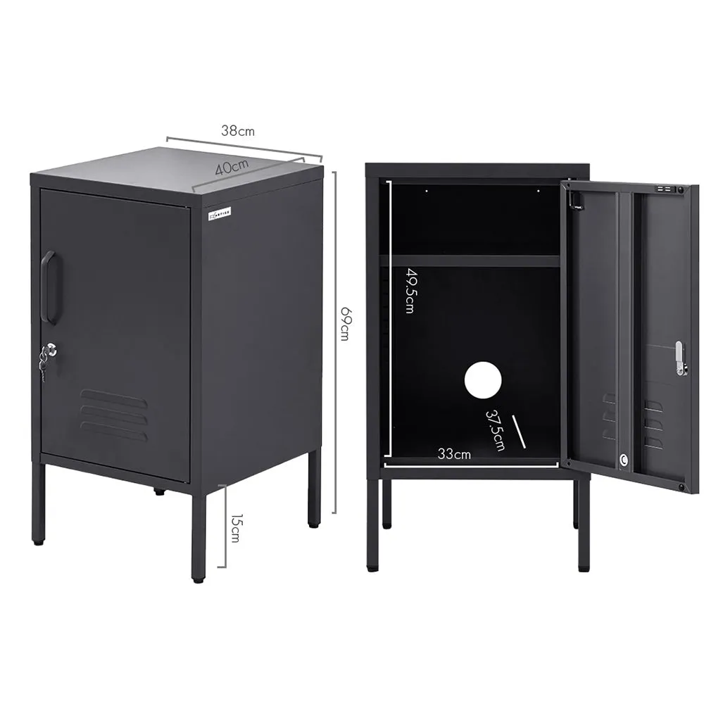 ArtissIn Metal Locker Storage Shelf Filing Cabinet Cupboard Bedside Table Black