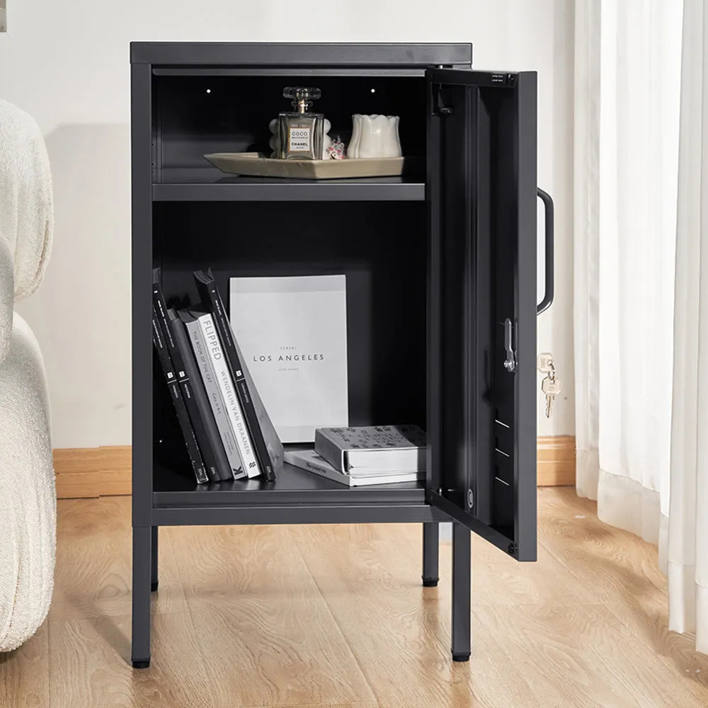 ArtissIn Metal Locker Storage Shelf Filing Cabinet Cupboard Bedside Table Black