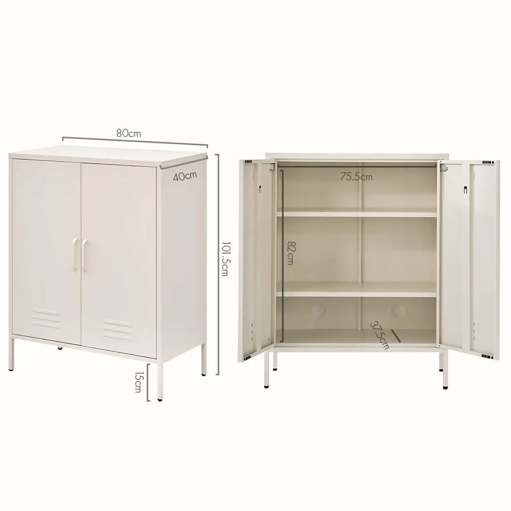 ArtissIn Sweetheart Metal Locker Storage Shelf Organizer Cabinet Buffet Sideboard White