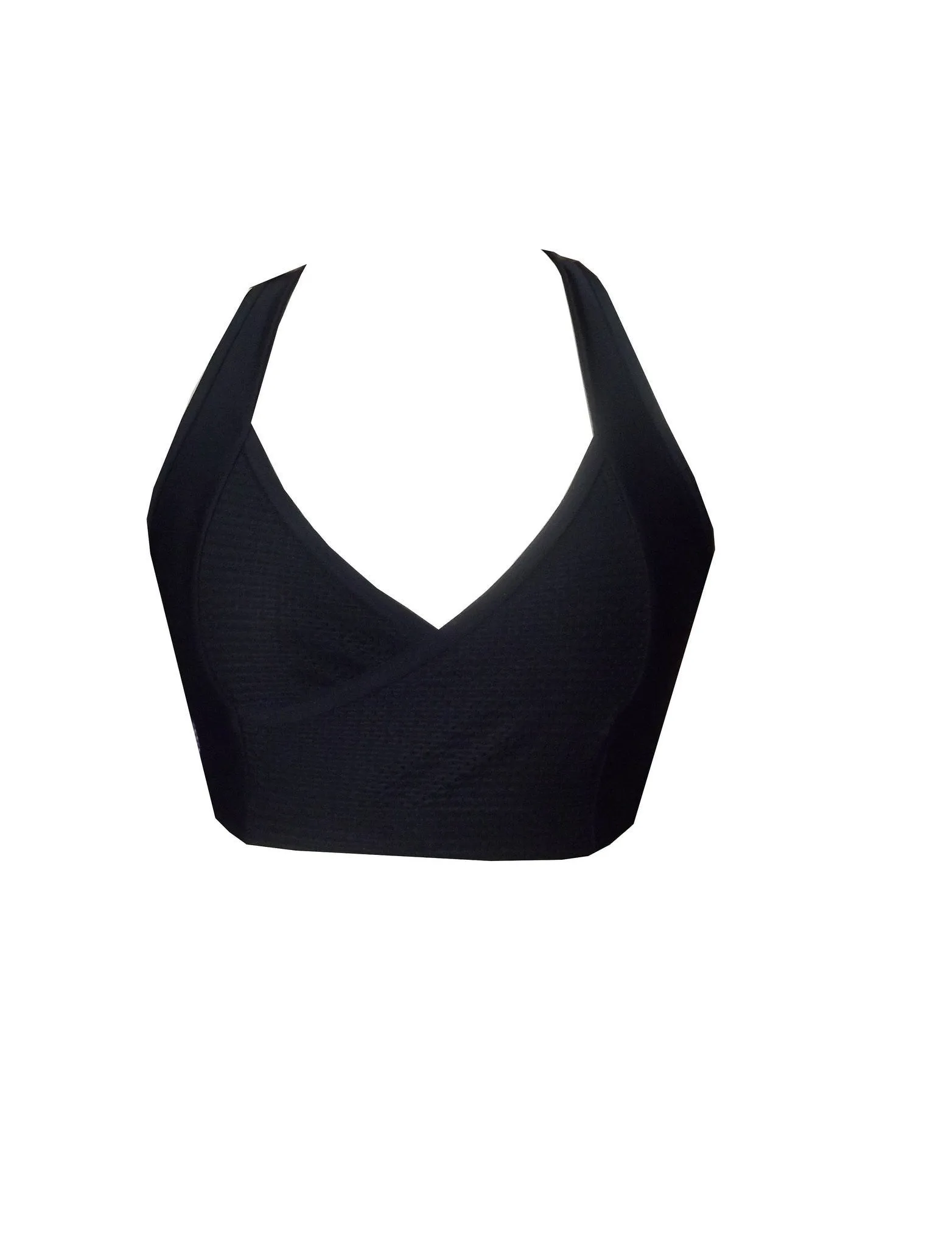 BK39 Matt Black & Mesh Contrast V Wrap Crop Top