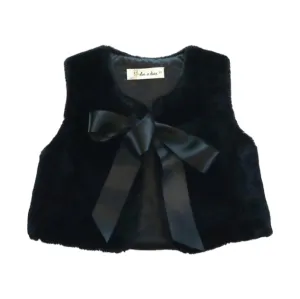 Black Fur Ribbon Vest