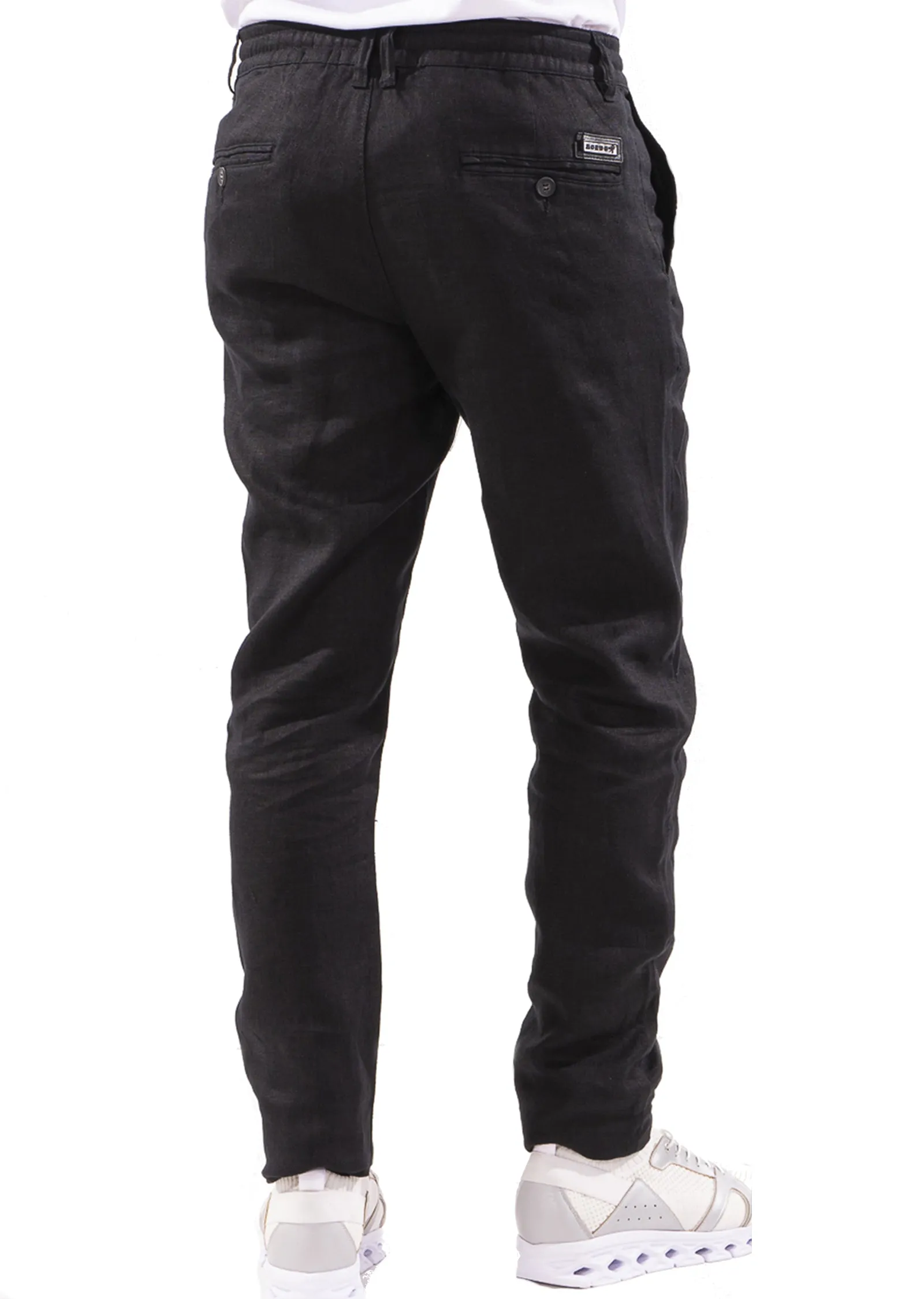 Black Linen Elastic Waistband Pants