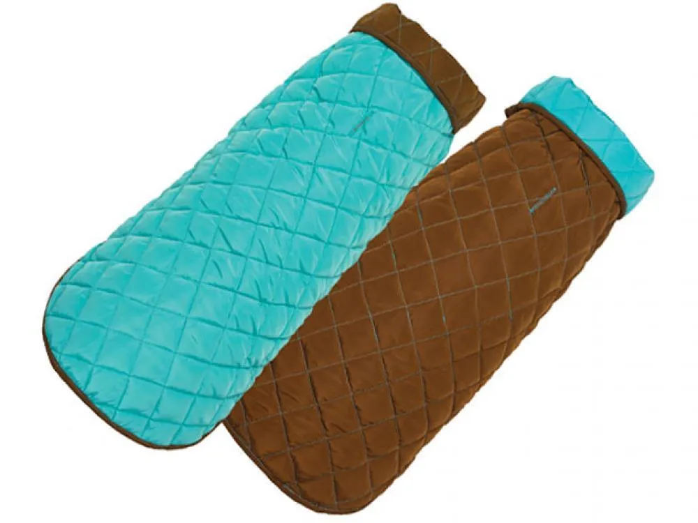 Blue / Brown Winter Dog Coat - Reversible - UpCountry Aqua/Brown Diamond Quilted Coat