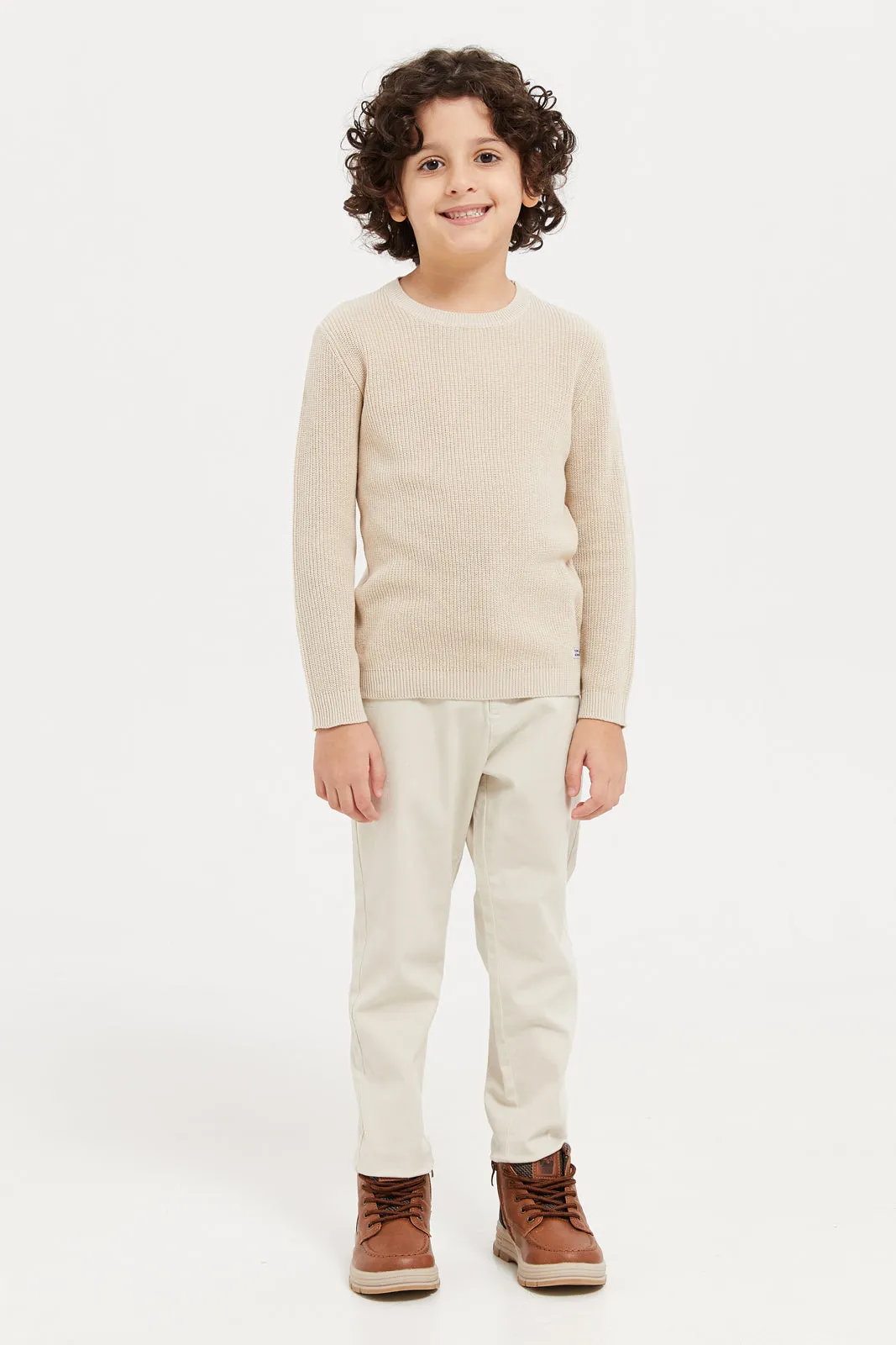 Boys Beige Knitted Jumper