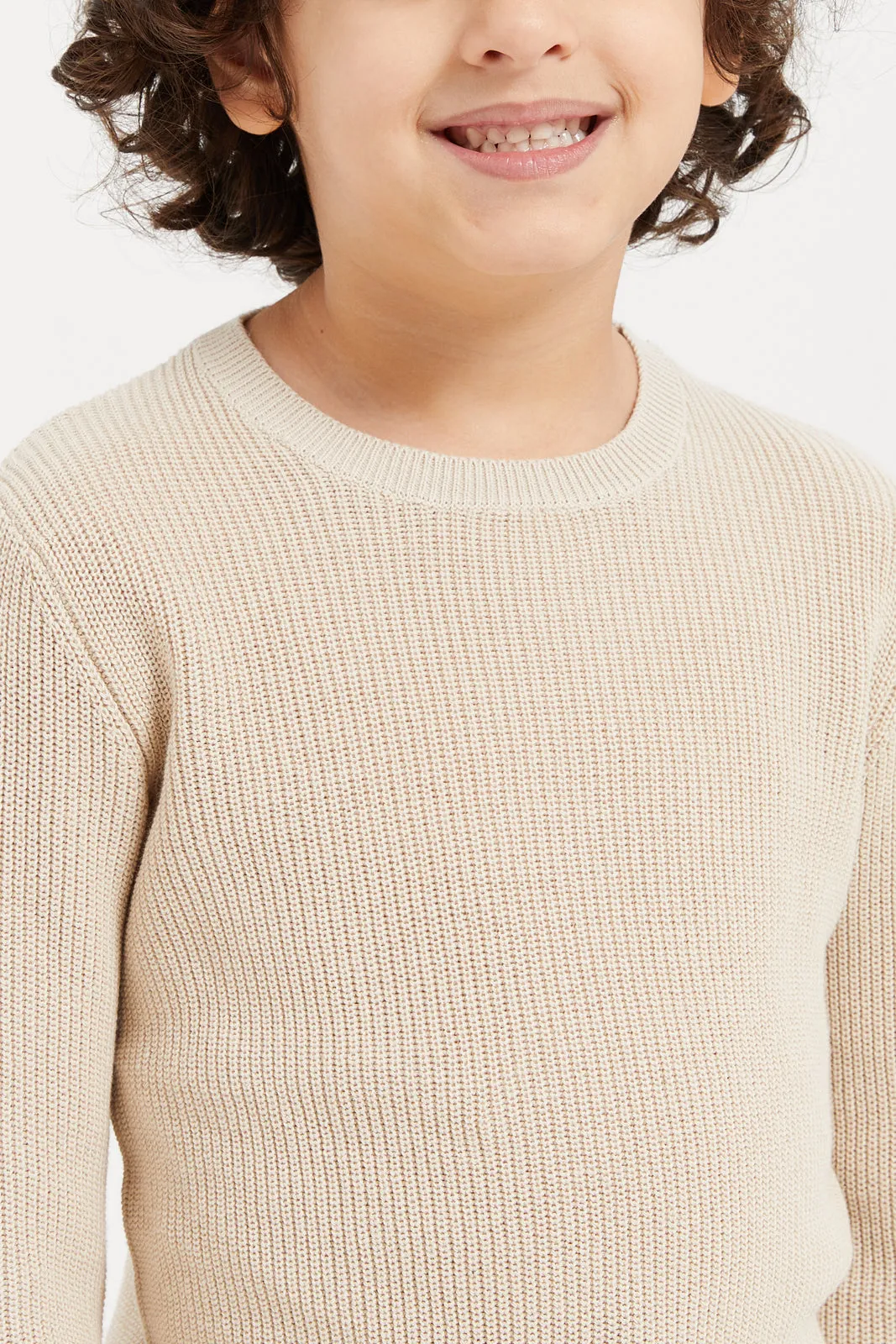 Boys Beige Knitted Jumper