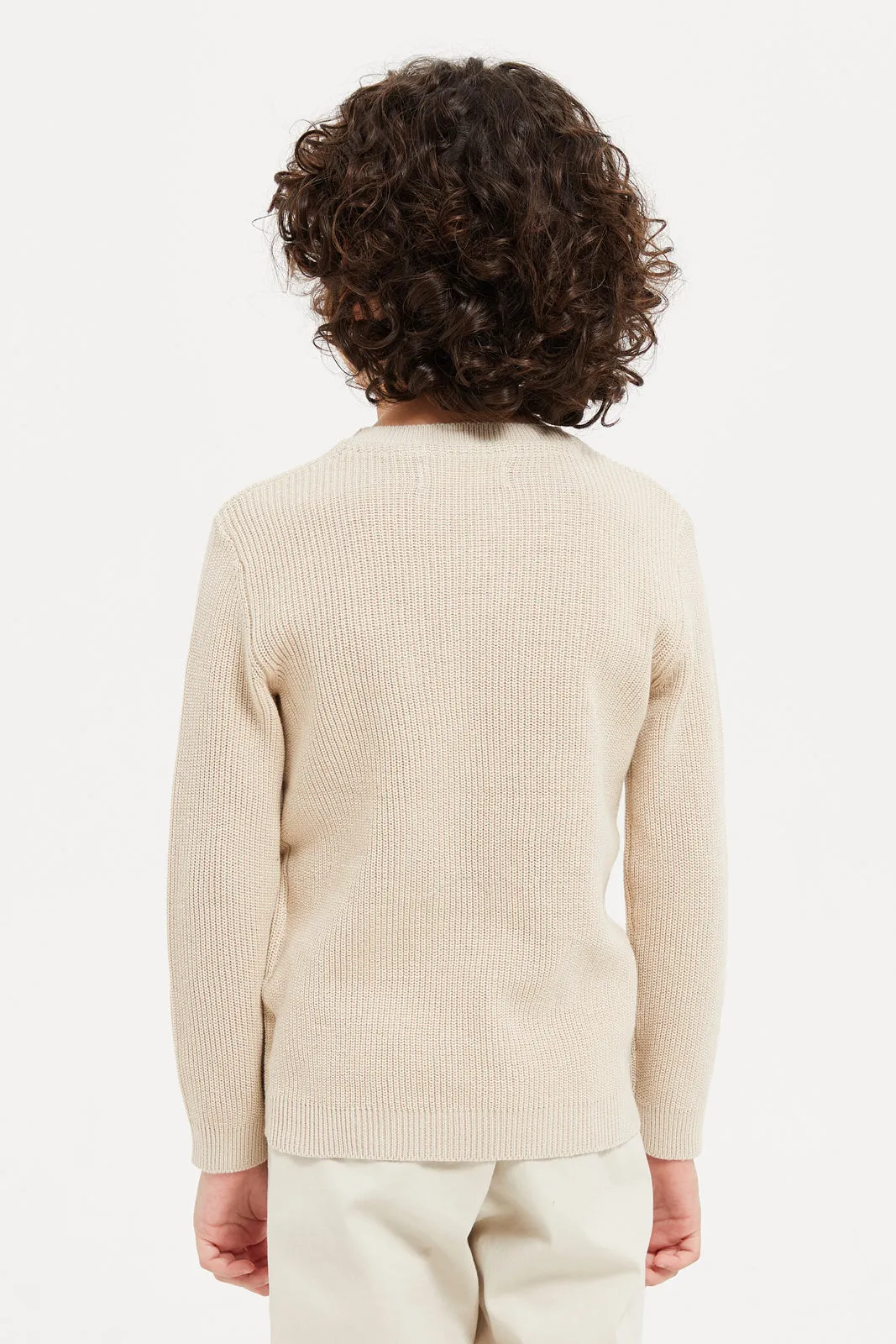 Boys Beige Knitted Jumper