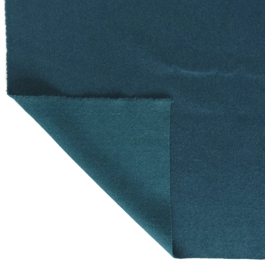 Brushed Melton Wool Blend Coating - Teal