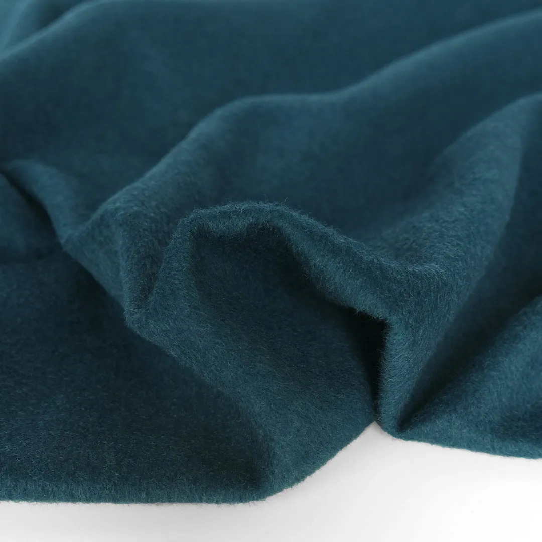 Brushed Melton Wool Blend Coating - Teal