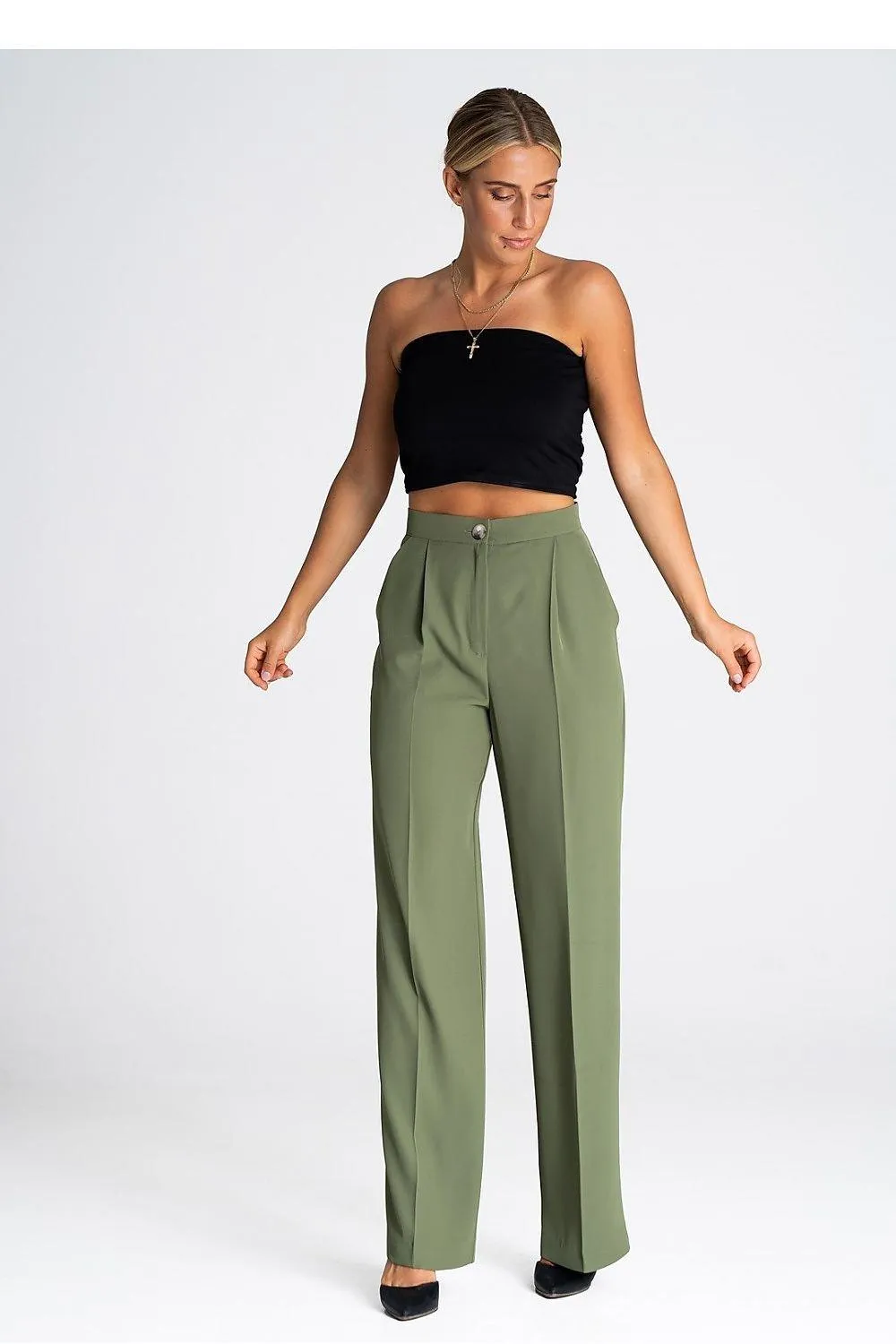 Chic Wide-Leg Pants with Modern Waist Design