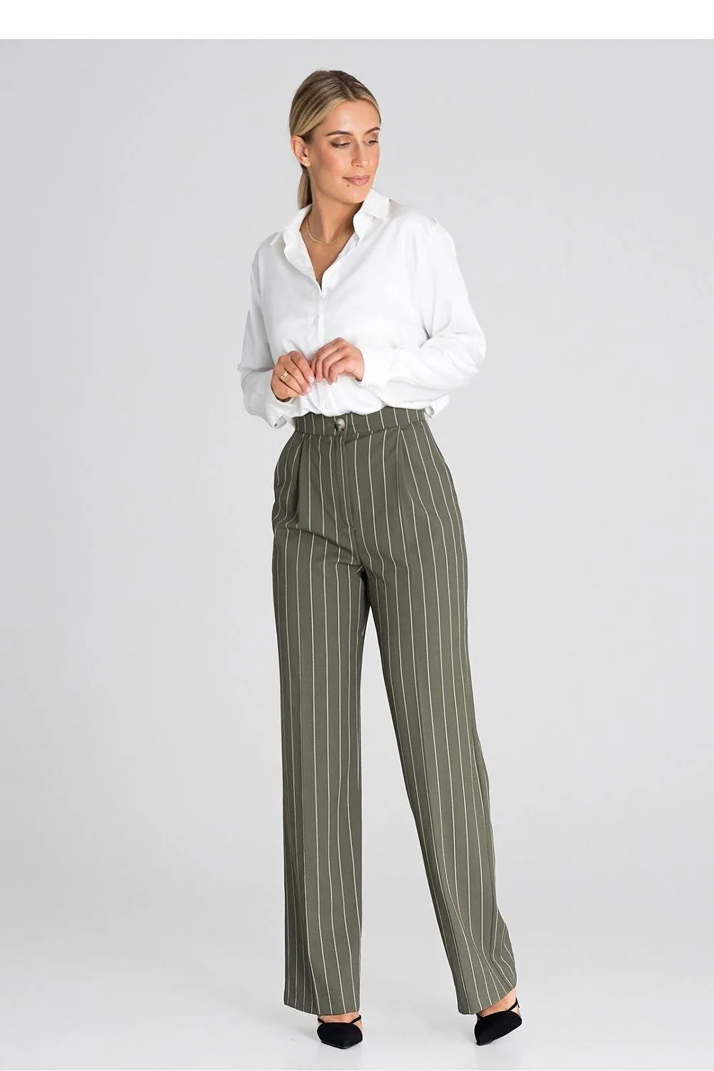 Chic Wide-Leg Pants with Modern Waist Design