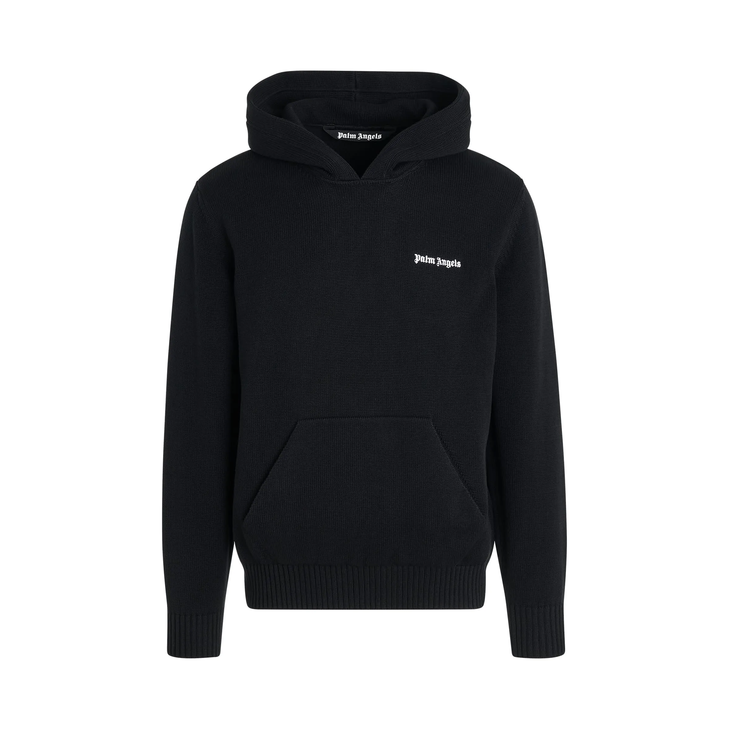 Classic Logo Knit Hoodie in Black/Off White