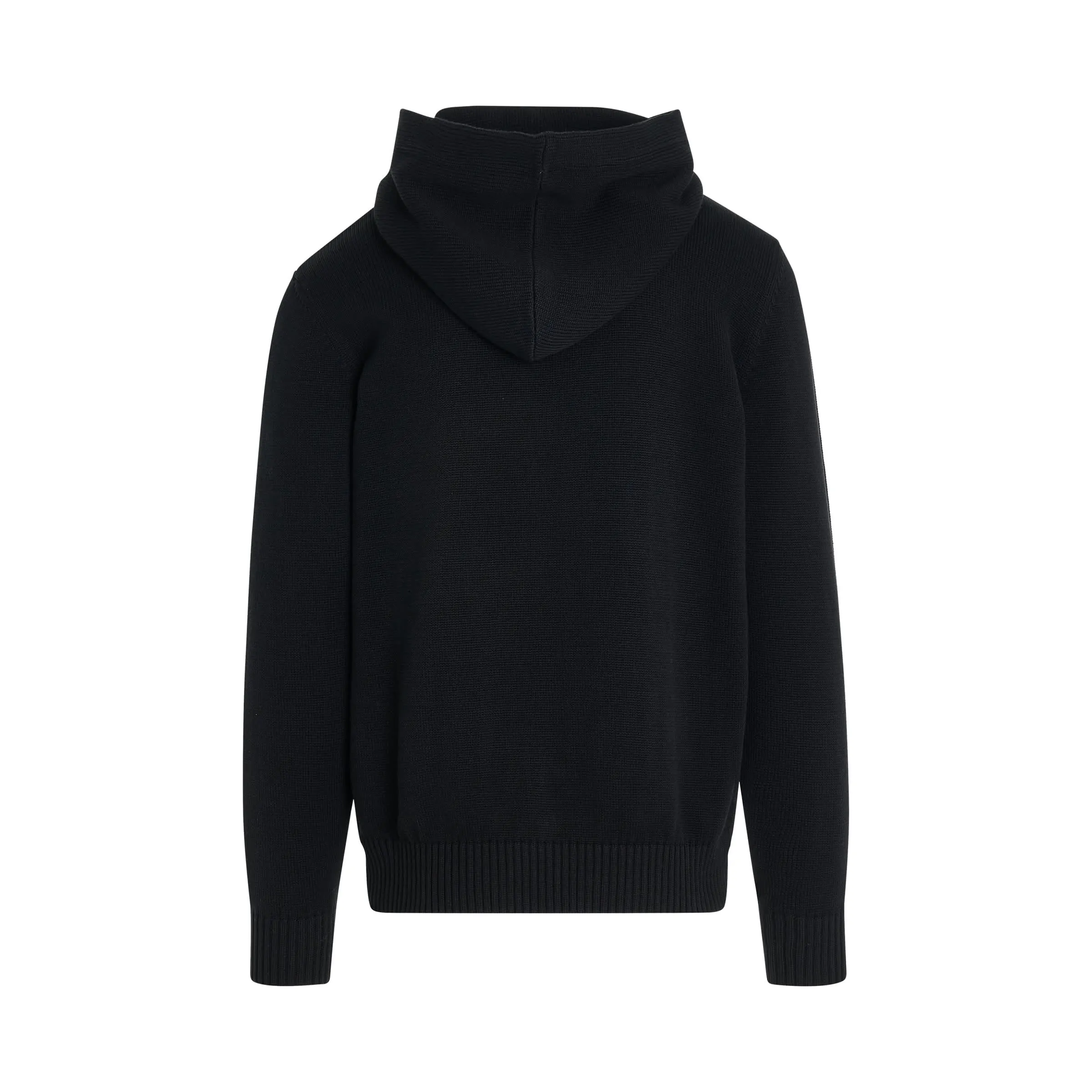 Classic Logo Knit Hoodie in Black/Off White