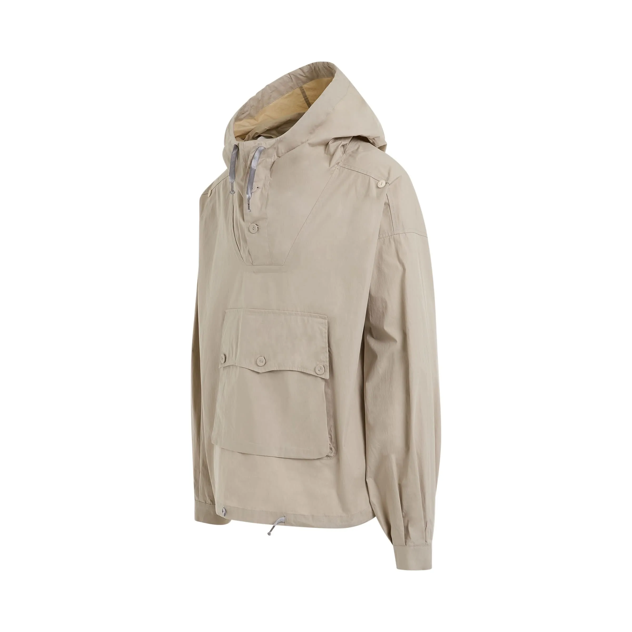 Coated Cotton Hooded Jacket in Putty