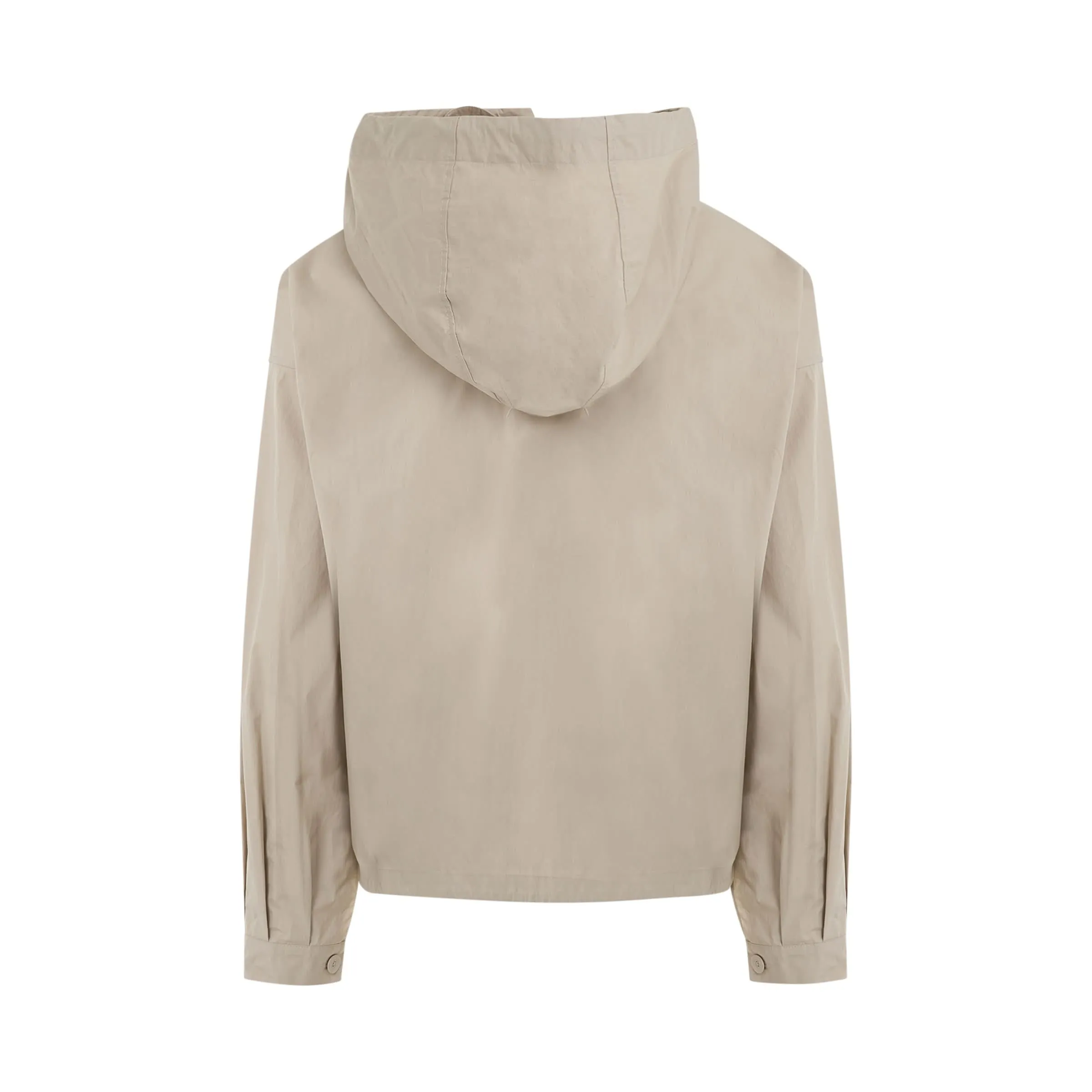 Coated Cotton Hooded Jacket in Putty