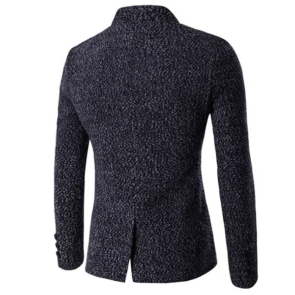 Collar Slim Business Woolen Blazers for Men Casual Fashion Printing Stand