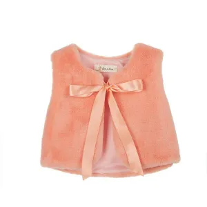 Coral Fur Ribbon Vest