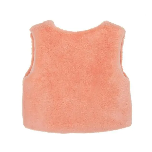 Coral Fur Ribbon Vest