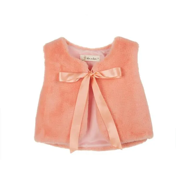 Coral Fur Ribbon Vest