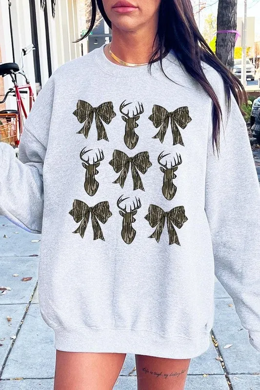 Deer Hunting Camo Bow Graphic Fleece Sweatshirts