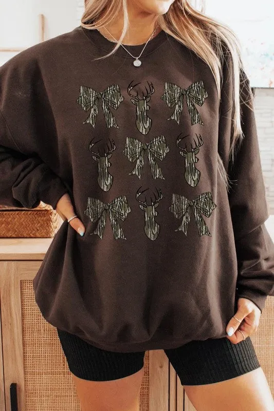 Deer Hunting Camo Bow Graphic Fleece Sweatshirts