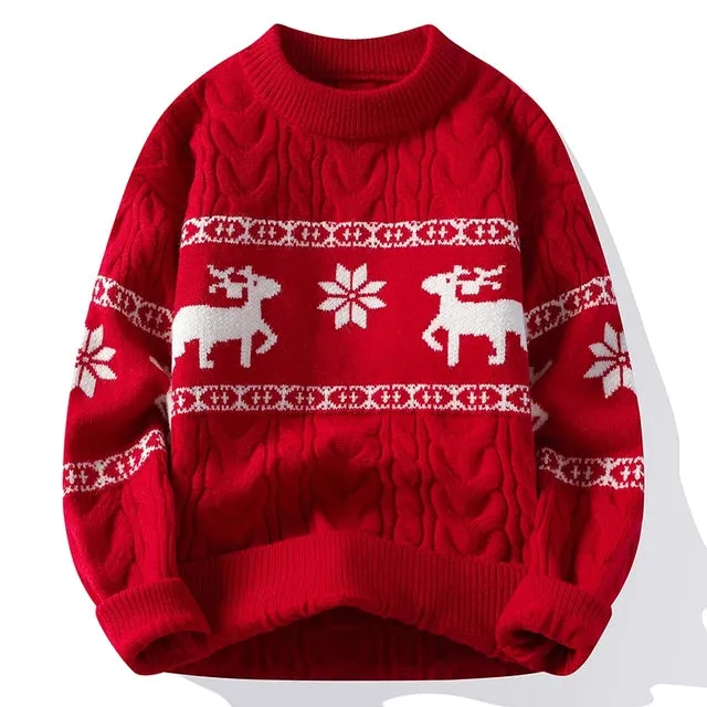 Deer Printed Knitted Winter Warm Sweater