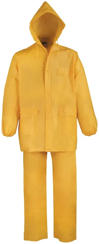 Diamondback 8127LG Rain Suit, L, 29-1/2 in Inseam, PVC, Yellow, Drawstring Collar, Zipper with Storm Flap Closure :EA: QUANTITY: 1