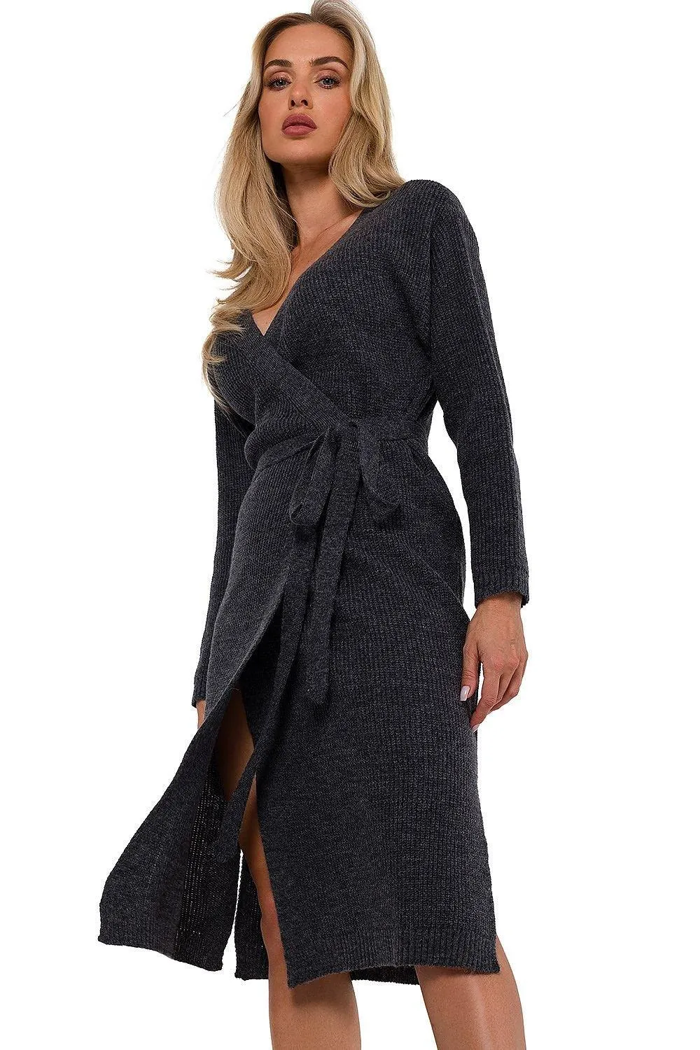 Elegant Envelope Front Sweater Dress