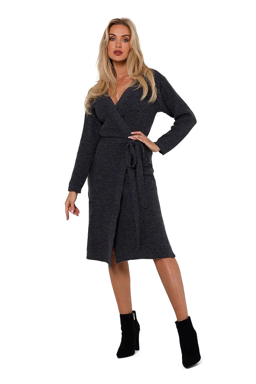 Elegant Envelope Front Sweater Dress