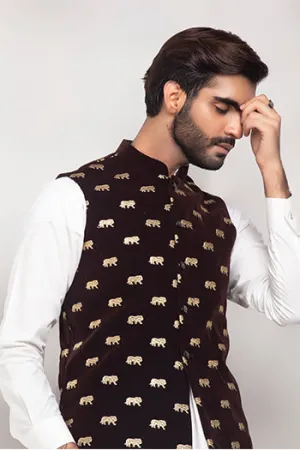 ER WC 1012 Brown Logo Lion Embroided Waist Coat