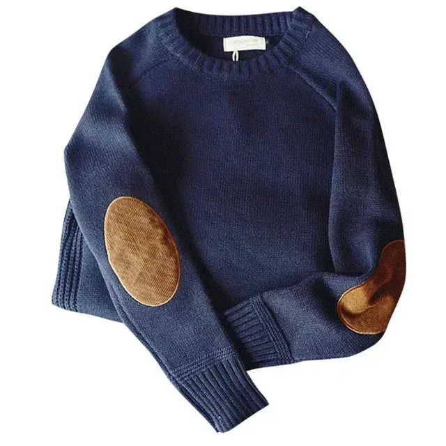 Fashion Patch Designs Knitted Sweater