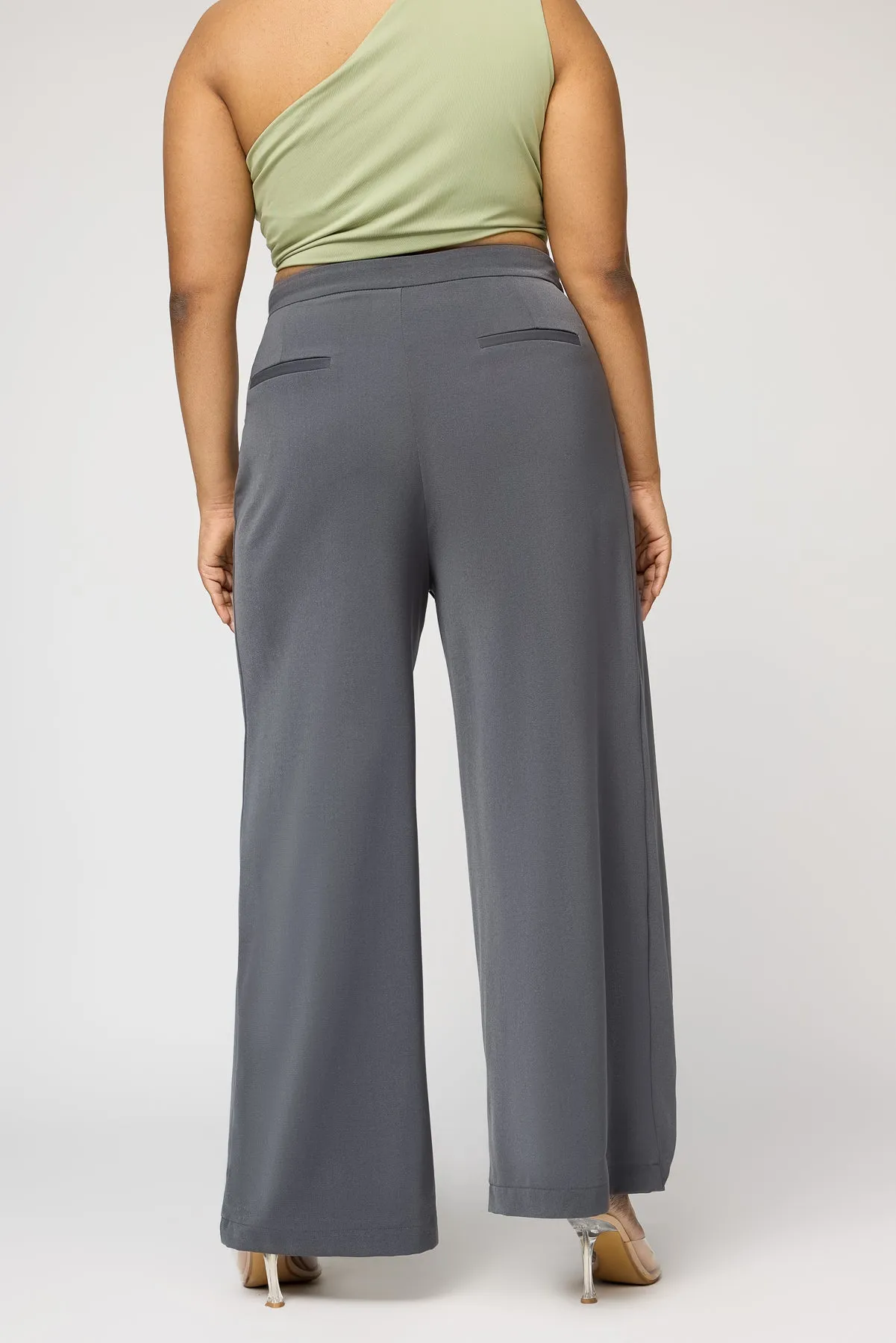 Gentle Grey Curve Pareo Korean Pants