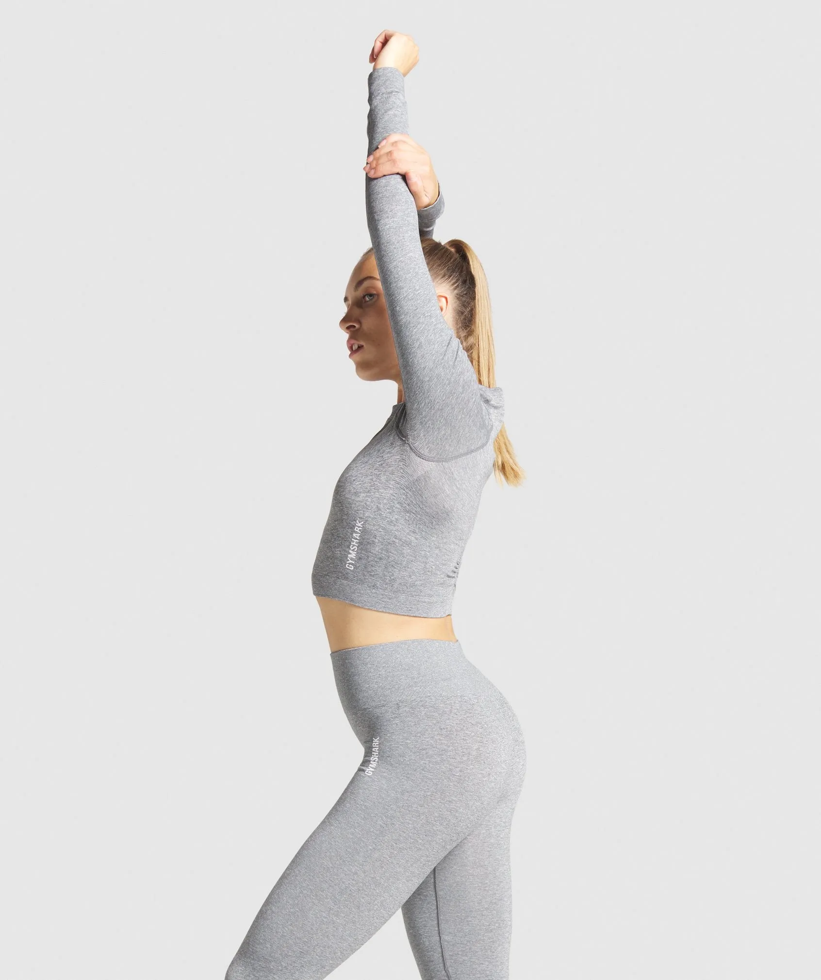 Gymshark Adapt Marl Seamless Long Sleeve Crop Top - Grey