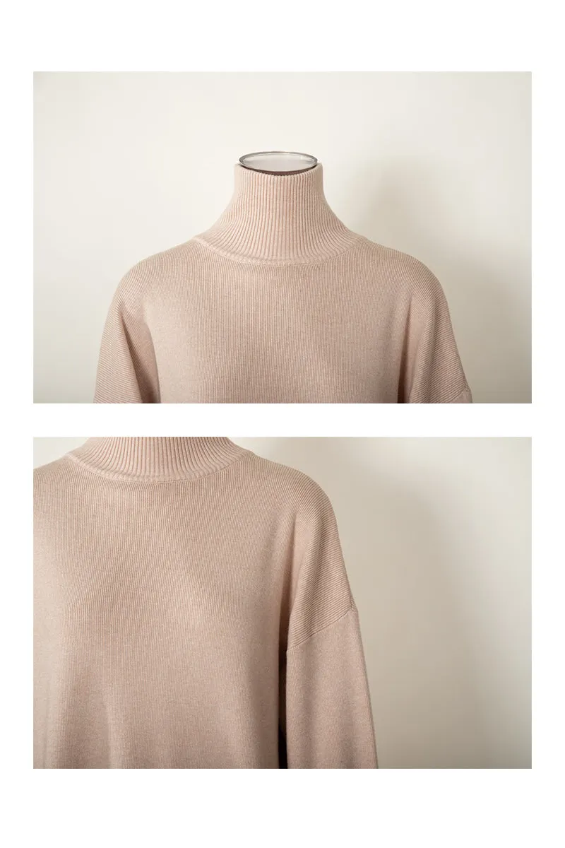 HUQ1360 Solid color half turtleneck sweater suit