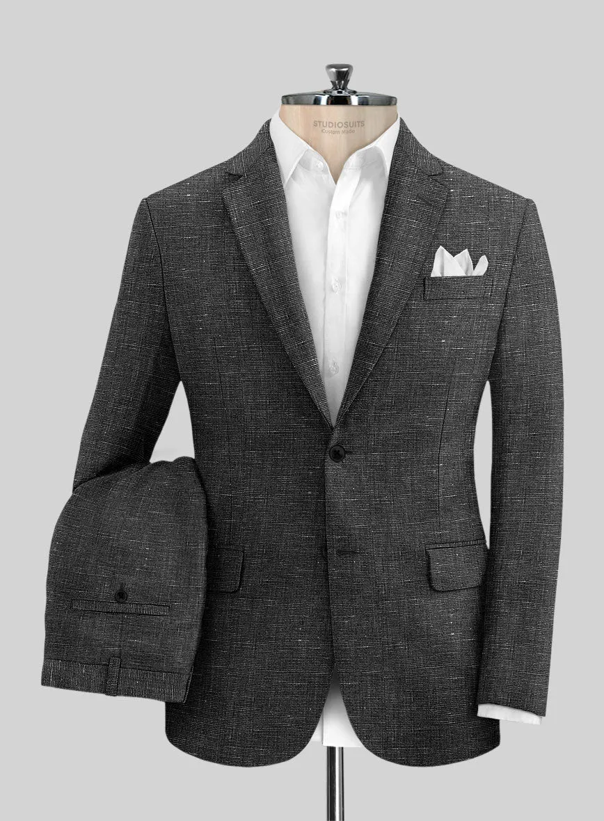 Italian Prato Black Chambray Linen Suit