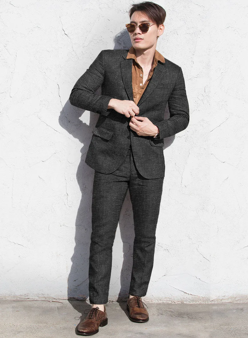 Italian Prato Black Chambray Linen Suit