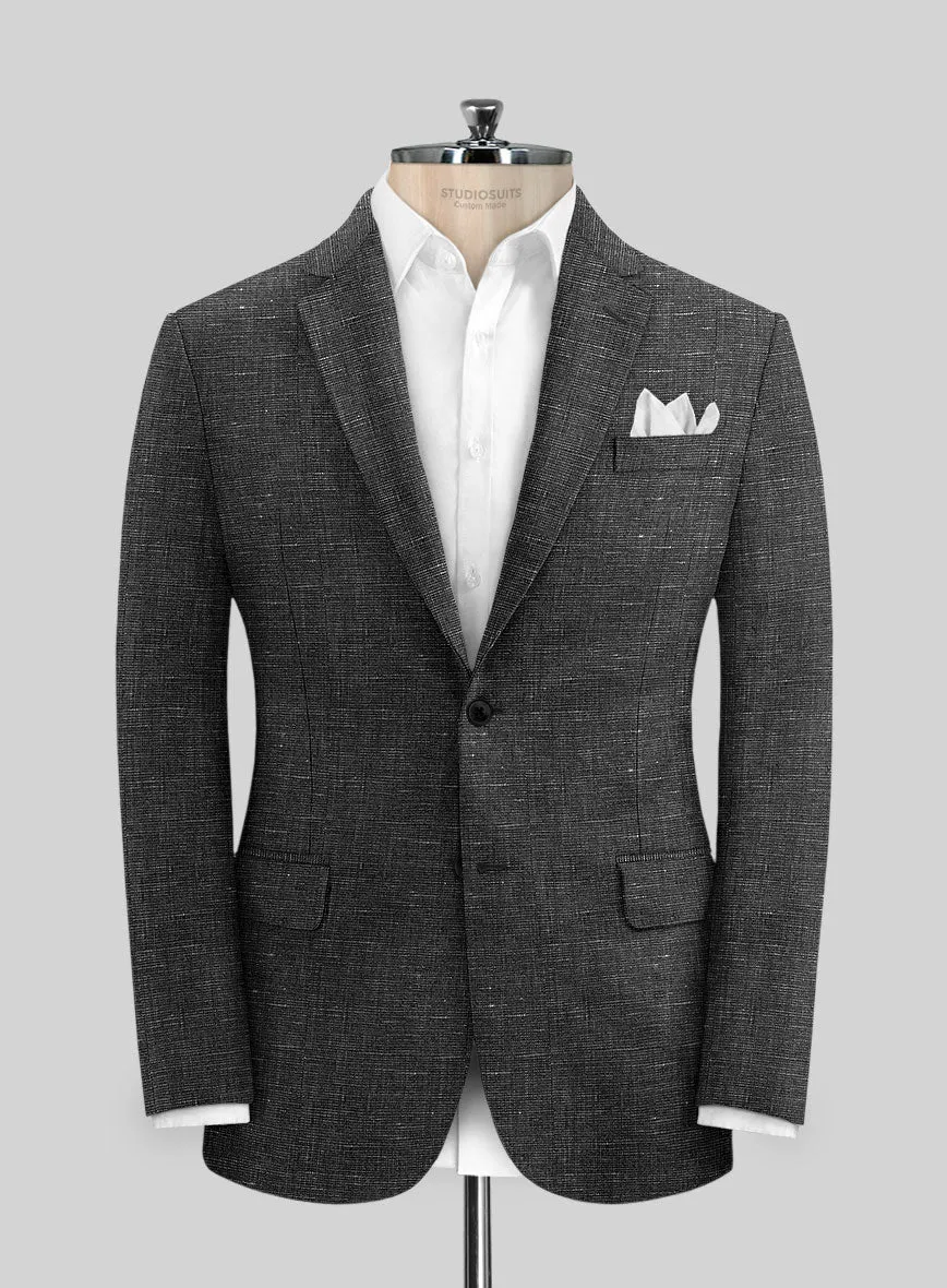 Italian Prato Black Chambray Linen Suit