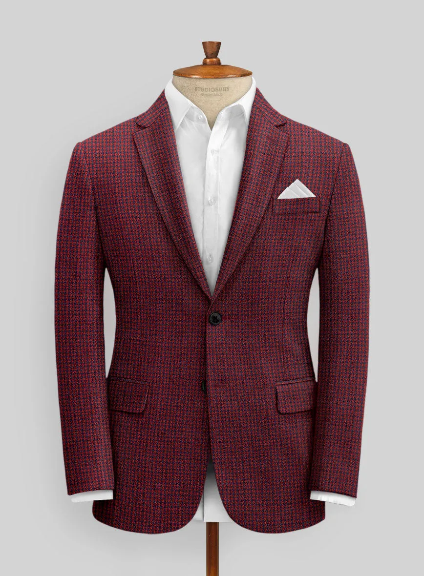 Italian Red Houndstooth Tweed Suit