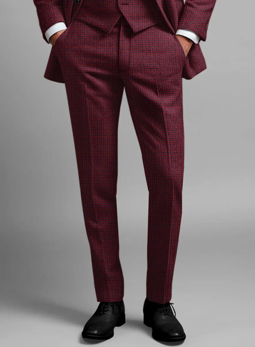 Italian Red Houndstooth Tweed Suit