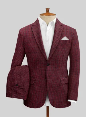 Italian Red Houndstooth Tweed Suit