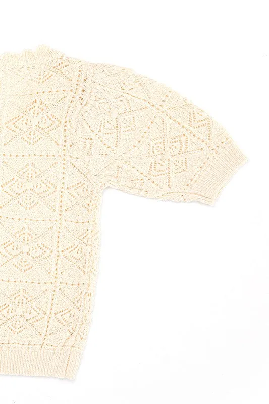 Ivory Crochet Knit Top