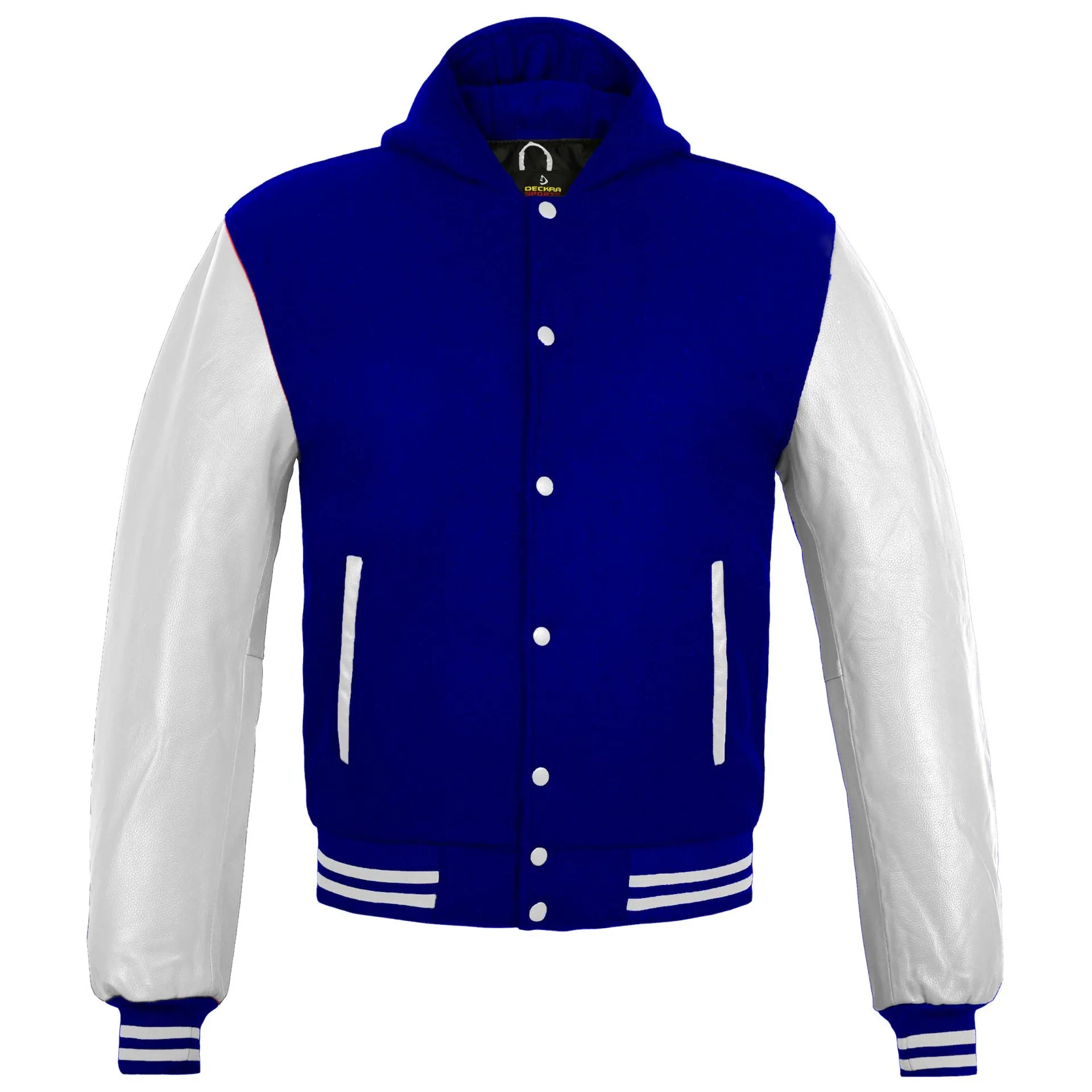 Kids Varsity Hoodie Wool Leather Navy Blue/White