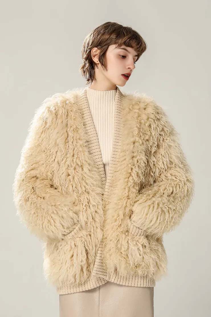 Lightweight Mid-length Shearling Coat