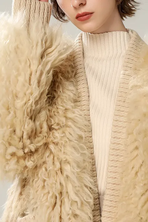 Lightweight Mid-length Shearling Coat